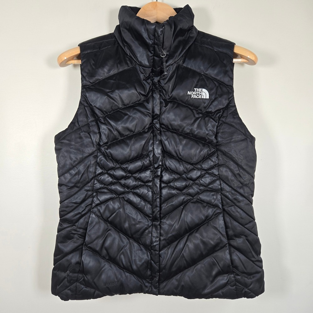 The North Face Puffer Vest Black 550 Down Quilted WMS M Outdoorsy Hiking Camping